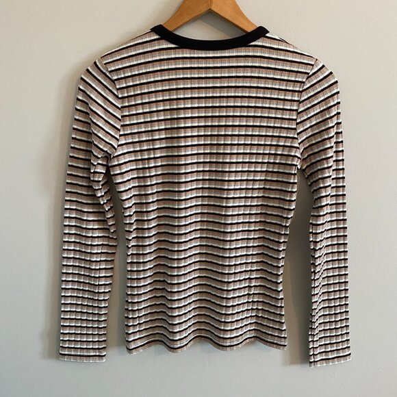 ZARA Striped Long Sleeve Knit T-shirt - Picture 3 of 6